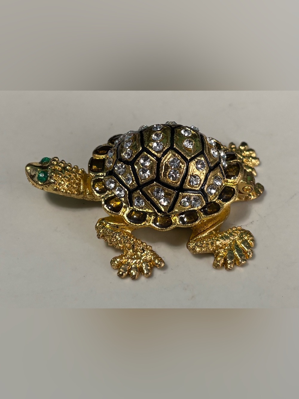 Gold Crystal Turtle Figurine Decorative Accent - Gold - Picture 1 of 7